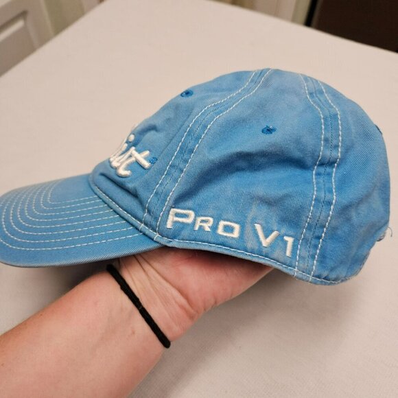 Titleist Women's Light Blue FootJoy FJ Pro V1‎ Golf Hat Distressed Faded Look - Picture 3 of 13